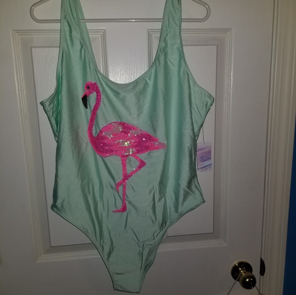 One Piece mint flamingo swimsuit 3x